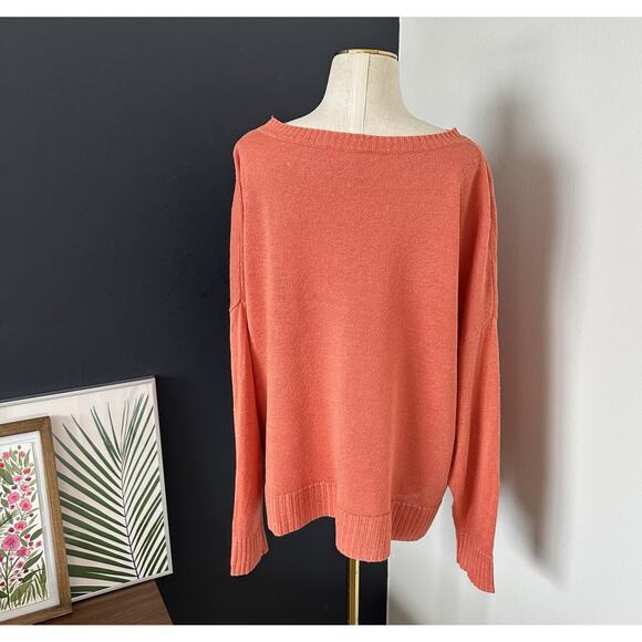 EILEEN FISHER Organic Linen Sweater Light Boxy Cut Boat Neck - Picture 7 of 7